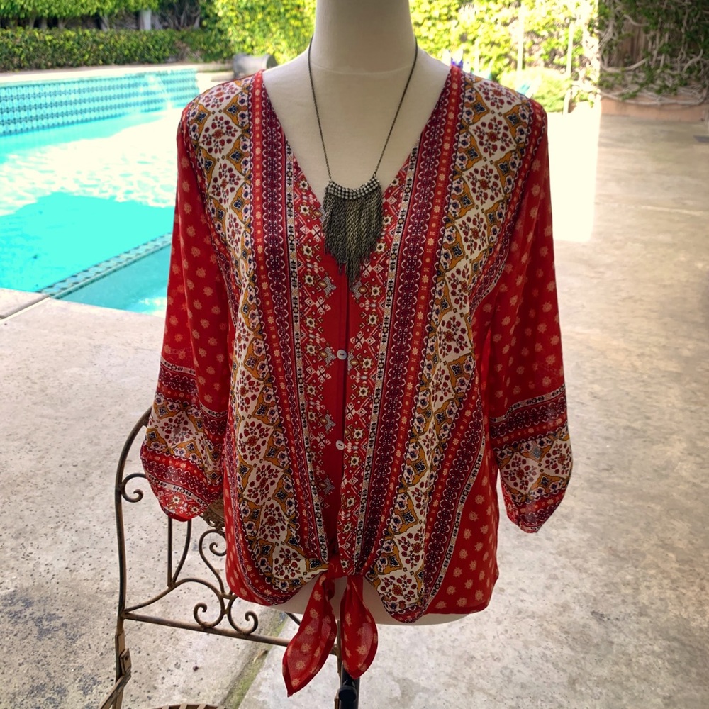 Button up Tied Blouse